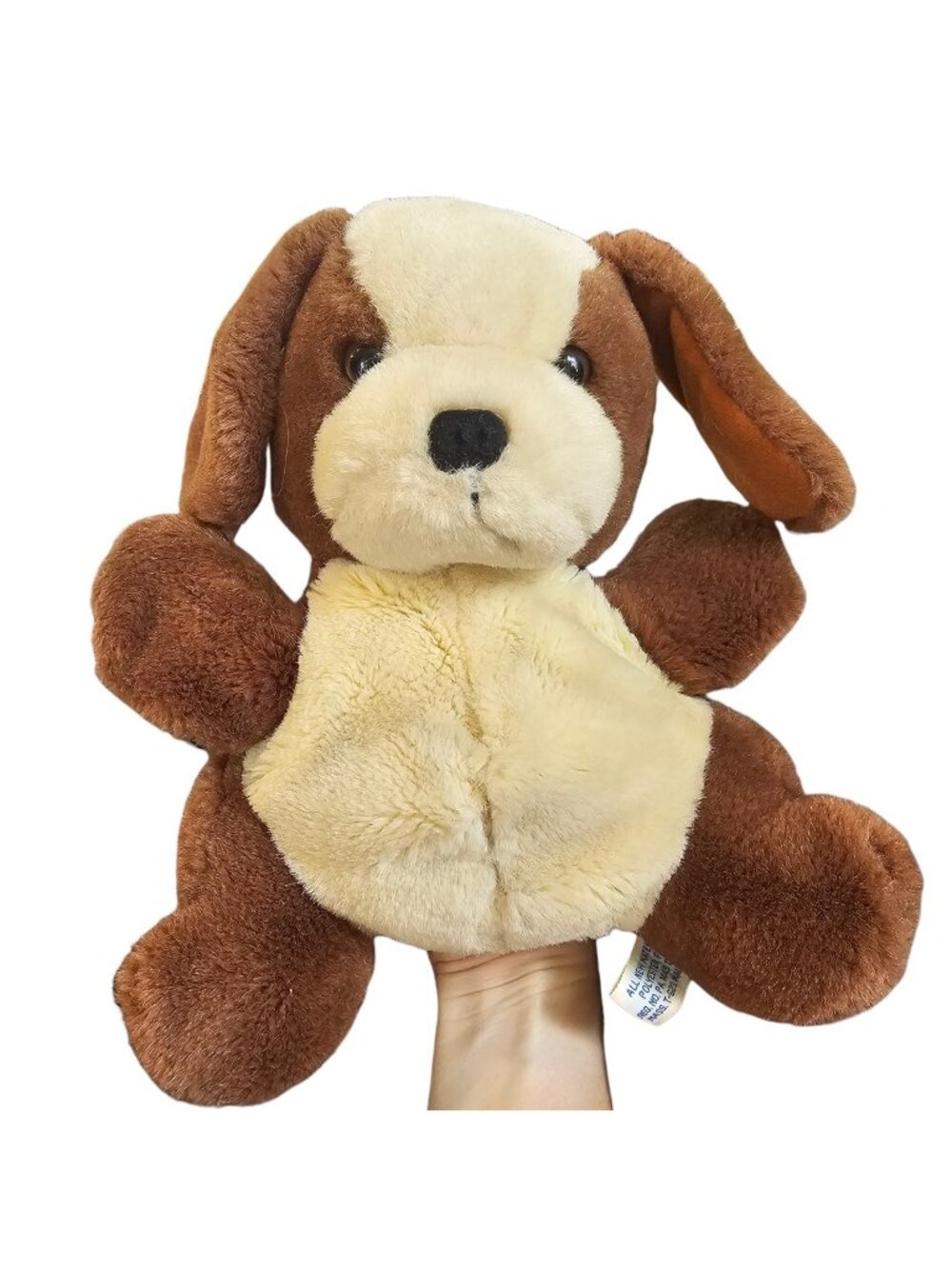 VTG 80s Puppy Dog Hand Puppet Brown‎ Floppy Ears 1986 By SWIB Korea 8.5" Plush